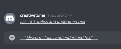 Italics and underlined text in Discord