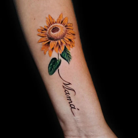 Sunflower Name Tattoo